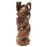 Chinese carved hardwood figure group
