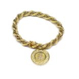 Two tone 18ct gold rope twist bracelet