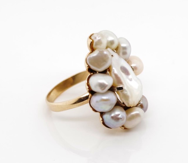 A good keshi pearl and 14ct yellow gold ring - Image 4 of 6