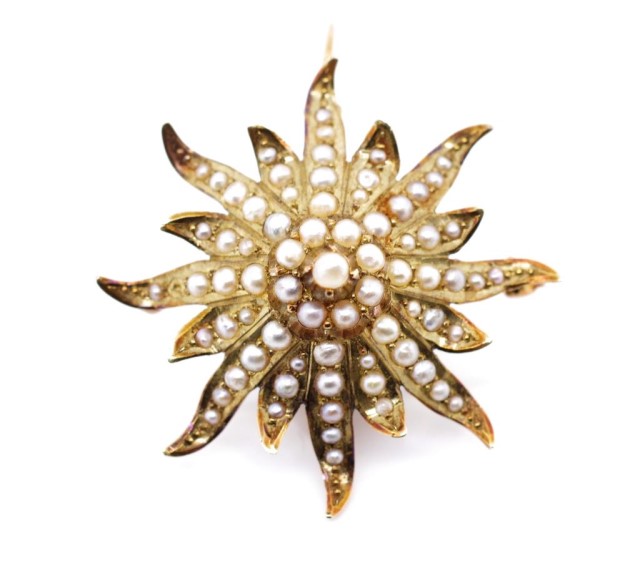14ct yellow gold and seed pearl "star" pendant - Image 2 of 3