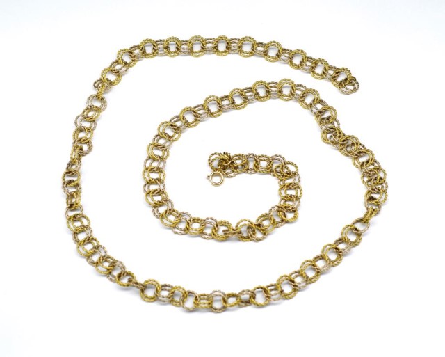 Two tone gold double rope twist chain necklace - Image 3 of 4