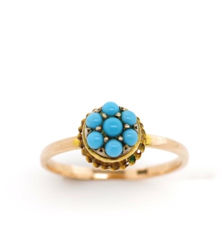 Turquoise and 9ct two tone gold ring