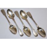 Five sterling silver teaspoons