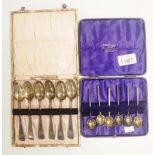 Two sets of cased sterling silver spoons