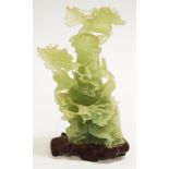 Chinese carved jade dragon figure vase