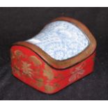 Chinese ceramic inset lacquer box