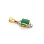 Emerald and diamond set 14ct yellow gold pendant