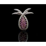 Pink sapphire and diamond set "pineapple" pendant