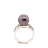 Tahitian pearl, diamond and 18ct gold ring