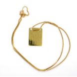 9ct yellow gold pendant and box chain