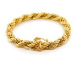18ct yellow gold rope twist chain bracelet