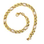 18ct yellow gold figaro chain bracelet
