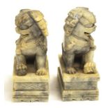 Pair of Chinese hardstone foo dogs