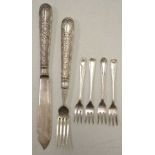 Four sterling silver flat wares