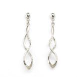 9ct white gold hanging earrings.