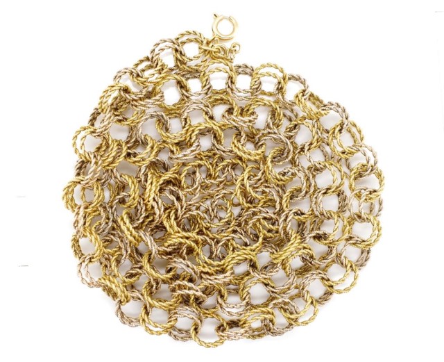 Two tone gold double rope twist chain necklace - Image 2 of 4