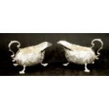 Pair of George III sterling silver sauce boats