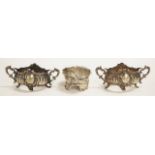 Pair of continental rococo style silver open salts