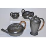 Tudric arts & crafts 4 piece pewter tea set