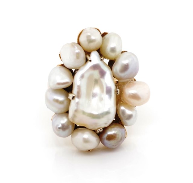 A good keshi pearl and 14ct yellow gold ring - Image 3 of 6