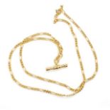 9ct yellow gold figaro chain necklace and t-bar