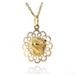 18ct yellow gold pendant and gold chain
