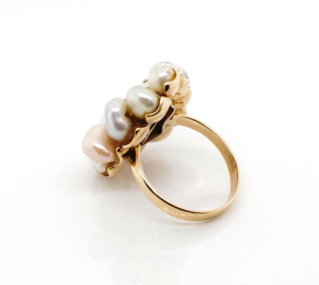 A good keshi pearl and 14ct yellow gold ring - Image 5 of 6