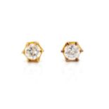 Diamond and 14ct yellow gold stud earrings