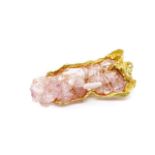 18ct yellow gold and pink crystal pendant