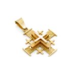 Three colour gold Jerusalem cross pendant