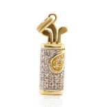 14ct yellow gold and diamond golf bag pendant