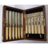 Cased set six fish knives & forks