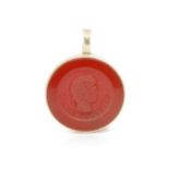 Carnelian and 9ct rose gold enhancer