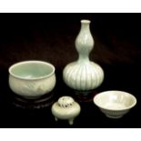 Four various Japanese celadon pieces