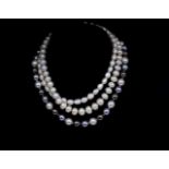 Three single strand cultured pearl necklaces
