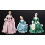 Three Royal Doulton Williamsburg lady figurines