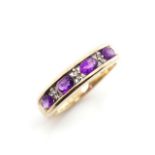 Four stone amethyst set 9ct yellow gold ring