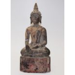 Antique Oriental carved wood Buddha figure