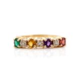 Multi gemstone and 9ct yellow gold ring