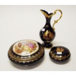 Two Limoges France lidded trinket boxes & a vase