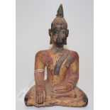Antique Oriental carved wood Buddha figure