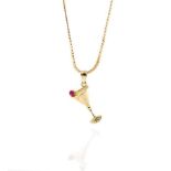 9ct Yellow gold curb link chain and pendant