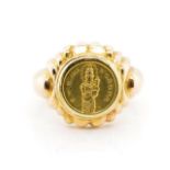 Yellow gold coin ring