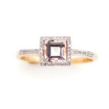 Morganite and diamond set 18ct rose gold ring