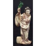 Japanese carved standing Geisha figure