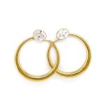 9ct yellow gold and cubic zirconia earrings