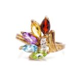 Multi gemstone set 9ct yellow gold ring