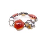 Victorian Scottish agate and silver bracelet
