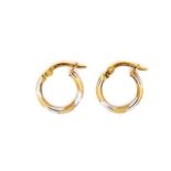 Two tone 9ct yellow gold hoop earrings