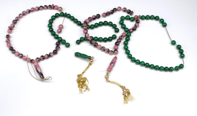 Gemstone and yellow gold prayer beads